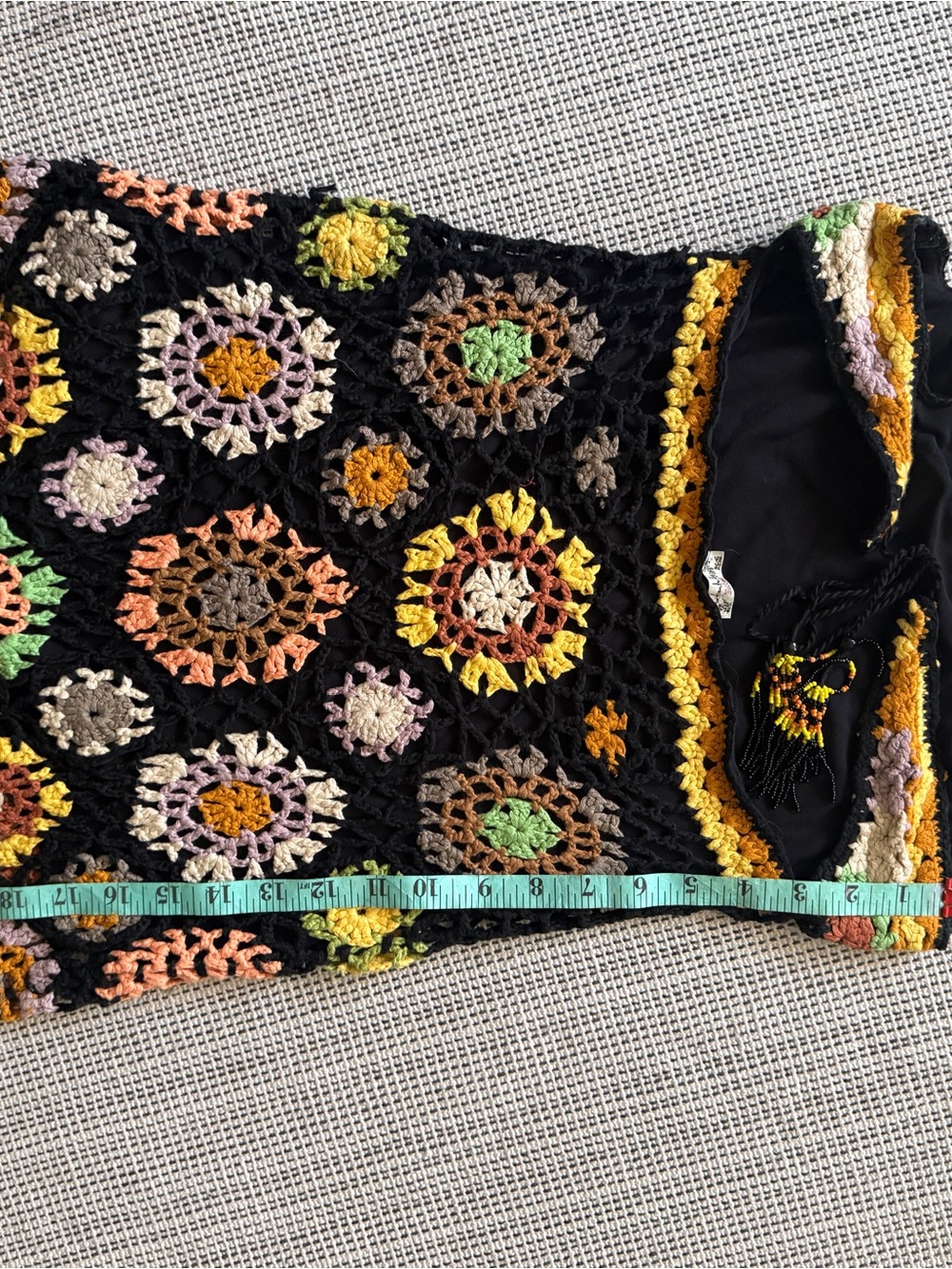Free People Black Crochet Mini Dress with Multicolor Floral Motifs - Picture 3 of 5